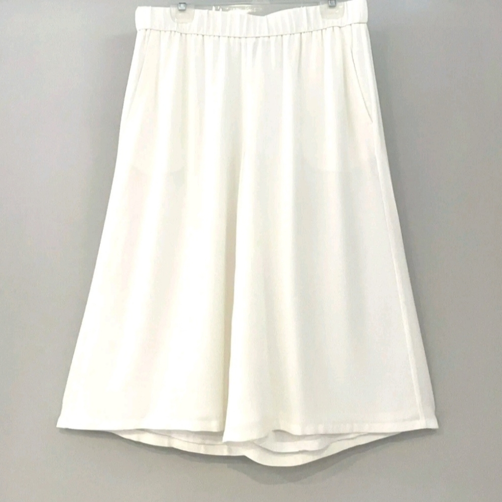 Eileen Fisher Silk Wide-Legged Cropped Pants Petite Size Lg